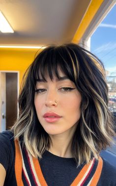 From edgy to elegant, a shaggy lob with bangs can do it all. Discover how this trending cut can completely transform your look. Save this pin now! Shaggy Lob With Bangs, Bangs Inspiration, Shaggy Lob, Bardot Bangs, Straight Lobs, Curly Lob, Parted Bangs