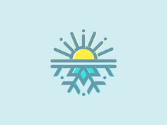 the sun and snowflakes are shown in this minimalistic logo design for an ice cream shop