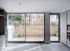 thermally broken sliding glass door for Juliette balcony in Chelsea Concrete Architecture, Apartment In London