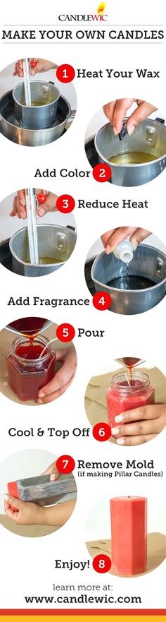 the steps to make homemade candles for home decor with instructions on how to use them