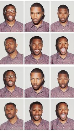 many different pictures of a man with glasses making funny faces and sticking his tongue out