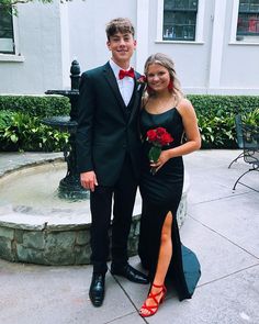 Pink Prom Couple, Tux For Prom, Homecoming Couples, Prom Couples, Black Prom Dress, Pink Prom, Black Prom, Long Prom Dresses, Color Swatch