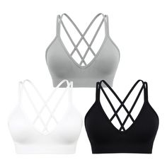 PRICES MAY VARY. Material: 92% Nylon + 8% Spandex; made of 4 way stretch, soft, lightweight and breathable fabric. V-Neck Design: These cute sports bra with V-neck design make you look sexy and elegant. Sexy Crisscross Back: Cross open back design to show your sexy back line and training results perfectly. Cute and flattering. Removable Soft Pads: Removable built-in chest pads provide enough support, it's very convenient to make adjustments according to your needs. Occasion: This v neck strappy Cute Sports Bra, Bra For Women, Workout Running, Running Fitness, Workout Yoga, Yoga Gym, Yoga Bra, Workout Gym, Padded Bras