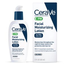 CeraVe PM Face Moisturizer Lotion for Normal to Oily Skin, 2 fl oz - Walmart.com Cerave Moisturizer, Night Moisturizer, Moisturizer For Oily Skin, Oil Free Moisturizers, Moisturizing Lotion, Face Lotion, Facial Moisturizers, Best Moisturizer, Moisturizing Lotions