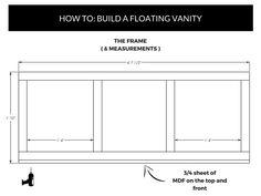 how to build a floating vanity with measurements for the top and bottom part of it