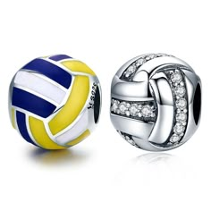 This beautiful volleyball charm is individually handcrafted with 100% 925 sterling silver, it will fit Pandora and other European styles snake chain bracelets, bangles, and necklaces, a perfect gift for any occasion. 2 styles to choose from: Blue/Yellow or Silver with CZ Condition: Brand new, great quality Material: 925 Sterling Silver, Enamel, CZ Quantity: One piece (bracelet or chain is not included) Please visit our shop for more savings: https://www.etsy.com/shop/CharmsGemori?section_id=2429 Volleyball Jewelry, Pandora Charms Bracelet, Charms Pandora, Bracelet Pandora, Jewelry Diy Bracelets, Snake Chain Bracelets, Volley Ball, Charms Bracelet