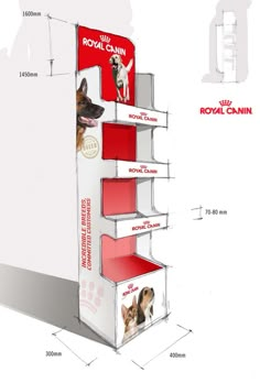 a cardboard display case for royal canin dogs