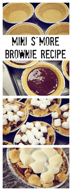 mini s'more brownie recipe in pie pans