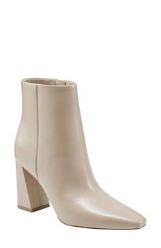 Boasting a clean-lined, sleek silhouette with a modern square toe and tapered block heel, this versatile leather bootie is a go-to cool-weather look. 3 1/2" heel(size 8.5) 4 3/4" shaft Leather upper/synthetic lining and sole Imported Modern Calf Leather Heeled Boots For Spring, Chic Square Toe Boots With Heel Tab, Modern Leather Heeled Boots For Spring, Sleek Leather Heeled Boots For Spring, Classic Square Toe Heeled Boots For Spring, Classic Spring Heeled Boots With Square Toe, Modern Spring Boots With Sculpted Heel, Modern Boots With Sculpted Heel For Spring, Modern Heeled Boots With Padded Ankle For Work