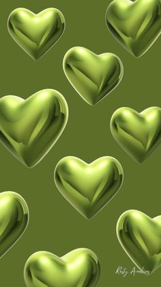 many green hearts on a green background