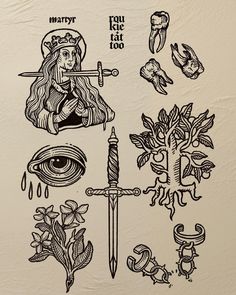 3ème planche de petits flashs à adopter ! Tu peux directement les réserver en message privé ! Ils seront tous postés dans la story « disponible » . . . #montpellierartist #montpellier #montpelliertatouage #montpelliertattoo Medieval Flower Tattoo, Gothic Medieval Tattoo, Medieval Tattoo Flash, Medieval Tattoo Ideas, Medieval Tattoos, Best Forearm Tattoos, Dna Tattoo, Traditional Tattoo Flash Art