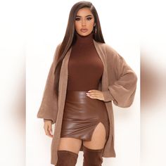 New Without Tags B-Sc07 Chic Brown Open Front Sweater, Fitted Open Front Brown Sweater, Chic Cardigan, Fashion Nova Outfits, Hot Outfits, Fall Fashion Outfits, Brown Fashion, Winter Fashion Outfits, Sweater Fashion