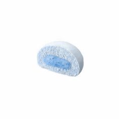 a blue and white sponge on a white background