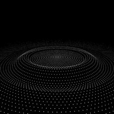 an abstract black and white photo with dots in the center, on a dark background