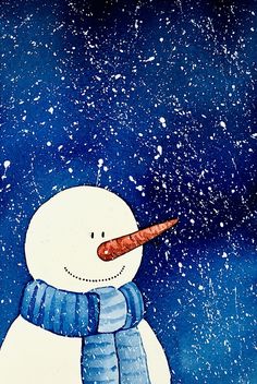 a snowman with a carrot in his mouth