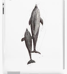 two dolphins standing next to each other on a white background ipad case / skin protector