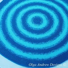 Floor Round Rug. Easy crochet tutorial pattern instant download -- Olga Andrew Designs Pattern 041.\r\n\r\nThis is a step-by-step tutorial pattern for a hand crocheted Round Rug, which can be crocheted any size you like and can be used as home warming and deco Rug Crochet Pattern, Rug Crochet, Crochet Tutorial Pattern, Dark Turquoise, Crochet Round, Types Of Yarn, Yarn Brands, Dk Yarn, Light Turquoise