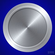 a shiny metal button on a blue background