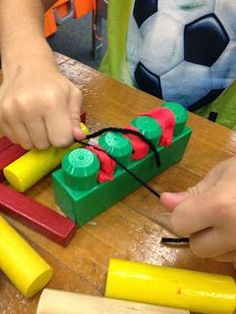 Health week in pre-k... practice flossing by getting play-doh out of megabloks using yarn! Preschool Room, Health Class, Health Activities