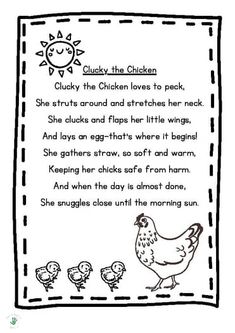 an image of a poem for children to read in the book chickeny the chicken