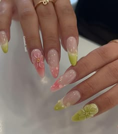 Summer 3d Nails, Nail Art Ete, Hippie Nails, Classy Acrylic Nails, Exotic Nails, Pretty Gel Nails, Acrylic Nails Coffin Pink, Dream Nails