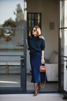 Navy Slip Skirt Outfit, Navy Outfit Ideas, minimal outfit inspo, navy outfit ideas, winter outfit ideas, blue outfits, classy outfits, quiet luxury outfits Navy Slip Skirt Outfit, Navy Slip Skirt, Slip Skirt Outfits, Blue Midi Skirt Outfit, Blue Slip Skirt, Navy Skirt Outfit, Navy Sweater Outfit, Quiet Luxury Outfits, Navy Silk Skirt