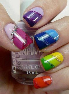 Choice nail art Rainbow Nail Art Designs, Rainbow Nails Design, Rainbow Nail Art, Nail Work, Colorful Nail Art, Colorful Nail, Simple Nail Art Designs, Rainbow Nails, Fancy Nails