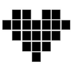 black and white squares arranged in the shape of a heart, on a white background