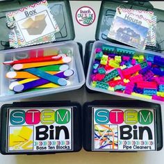 STEM Bins: Hands-on Solutions for Early Finishers - Teach Outside the Box Teacher Classroom Organization, Drawing Challenge Ideas, Stem Bins, Stem Boxes, Stem Centers, Kindergarten Stem, Preschool Stem, Teaching Stem, Stem Lab