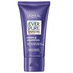 EVER TRIED AMERICA'S #1 PURPLE SHAMPOO*? L'Oreal Paris EverPure Purple toning regimen with Hibiscus and Purple Dye corrects brassy yellow to orange tones while leaving your hair moisturized and brighter. 100% Sulfate Free shampoo and conditioner, Paraben Free, No Harsh Salts, No Harsh Surfactants, Vegan Formula**. Validated by Colorists. Use 2-3 times a week instead of your regular shampoo and conditioner. *L'Oreal USA calculation based on Hair Care & Styling Database for the items identified as Lightening Shampoo, Purple Toner, Purple Shampoo For Blondes, Purple Conditioner, Shampoo For Gray Hair, Purple Shampoo And Conditioner, Silver Shampoo, Beautiful Blonde Hair, Purple Dye