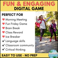 an advertisement for fun and engaging digital game