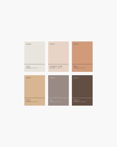 six different shades of beige and brown on a white background, each with the same color scheme