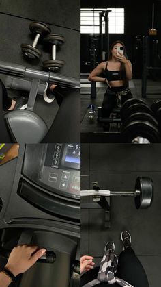 a woman is doing exercises in the gym