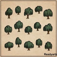 an image of trees that are drawn on paper