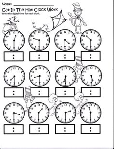 a clock worksheet for telling time to the hour and two different clocks on it