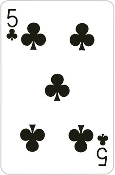 playing cards with fours and fives on the front, one in black and two in white