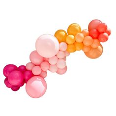 a bunch of balloons that are in the shape of an arrow on a white background