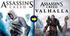 two video game covers with the same character on each one and an arrow pointing to them