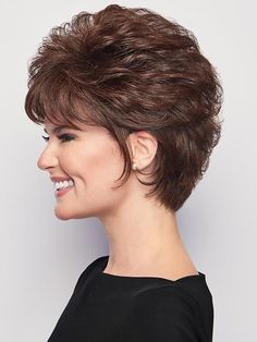 The VOLUMINOUS CROP Wig by hairdo is a short, all over layered cut that allows for varied styling options. The flattering eyelash bangs can be worn full or piecey, and the layered sides can be brought forward to frame the face or combed back to blend into a softly-waved, full back and nape for light and airy volume. Whether worn tousled or smooth, this versatile cut exemplifies cool and easy styling. Just a firm shake and a bit of finger styling right out of the box and it’s ready to go! *Prices Short Hair For Older Women, Layered Short Hair, Hair For Older Women, Messy Bob, Layered Cut, Hair Cut Ideas, Hair Ombre, Hair Cuts For Women, Hair With Layers