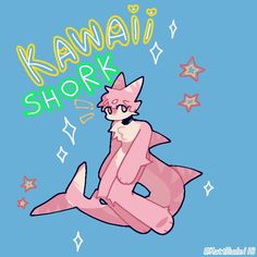 a drawing of a pink cat with glasses on it's head and the words kawaia shok above it