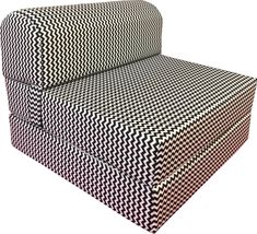 a black and white checkered couch on a white background