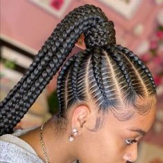 Cornrow Ponytail, Feed In Braids Hairstyles, Goddess Braids Hairstyles, Braids Styles, Braided Cornrow Hairstyles, Braids Hairstyles Pictures, Braided Ponytail Hairstyles, Hair Twist Styles, Cool Braid Hairstyles