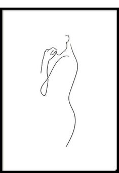 a black and white line drawing of a woman's face with her hand in her mouth