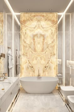 an elegant bathroom with marble walls and flooring