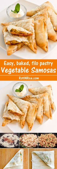 easy baked, filo pastry vegetable samosas are the perfect appetizer