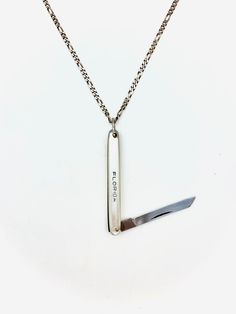 Florida Knife Necklace - Stone Cooper Knife Pendant, Hidden Knives, Silver Nickel-free Necklace With Rectangular Pendant, Pocket Knife Necklace, Nickel-free Adjustable Necklace With Rectangular Pendant, Nickel-free Arrowhead Necklace For Gift, Knife Necklace, Clean Sterling Silver, Jewelry Cleaning Solution