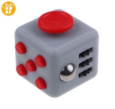 a gray and red toy with four holes