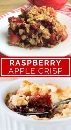 this is an image of raspberry apple crisp