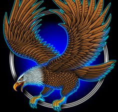 an eagle is flying in the air with its wings spread out and it's talon extended