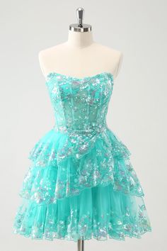 Homecoming Dresses Green, Hoco Court, Short Strapless Prom Dresses, Sweetheart Homecoming Dress, Lovely Partner, Green Homecoming Dresses, Homecoming Dance, Dress Up Day, Trendy Girl